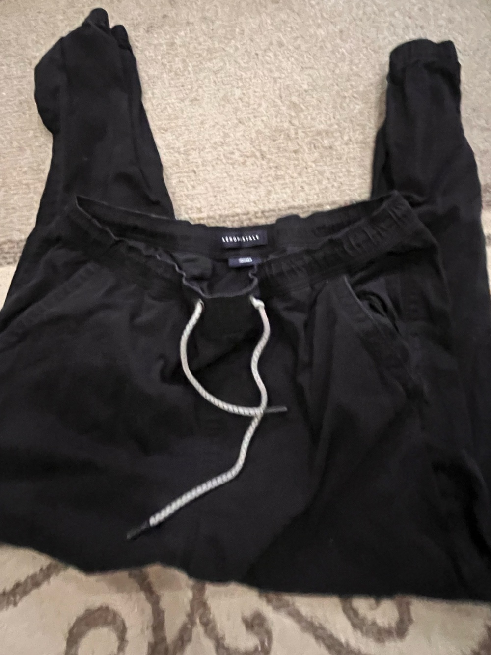 Aeropostale Black men’s Jogger Sweatpants with Gray Drawstring